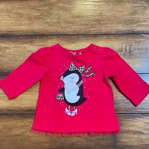 Long sleeve red top with Penguin.  Size 6M